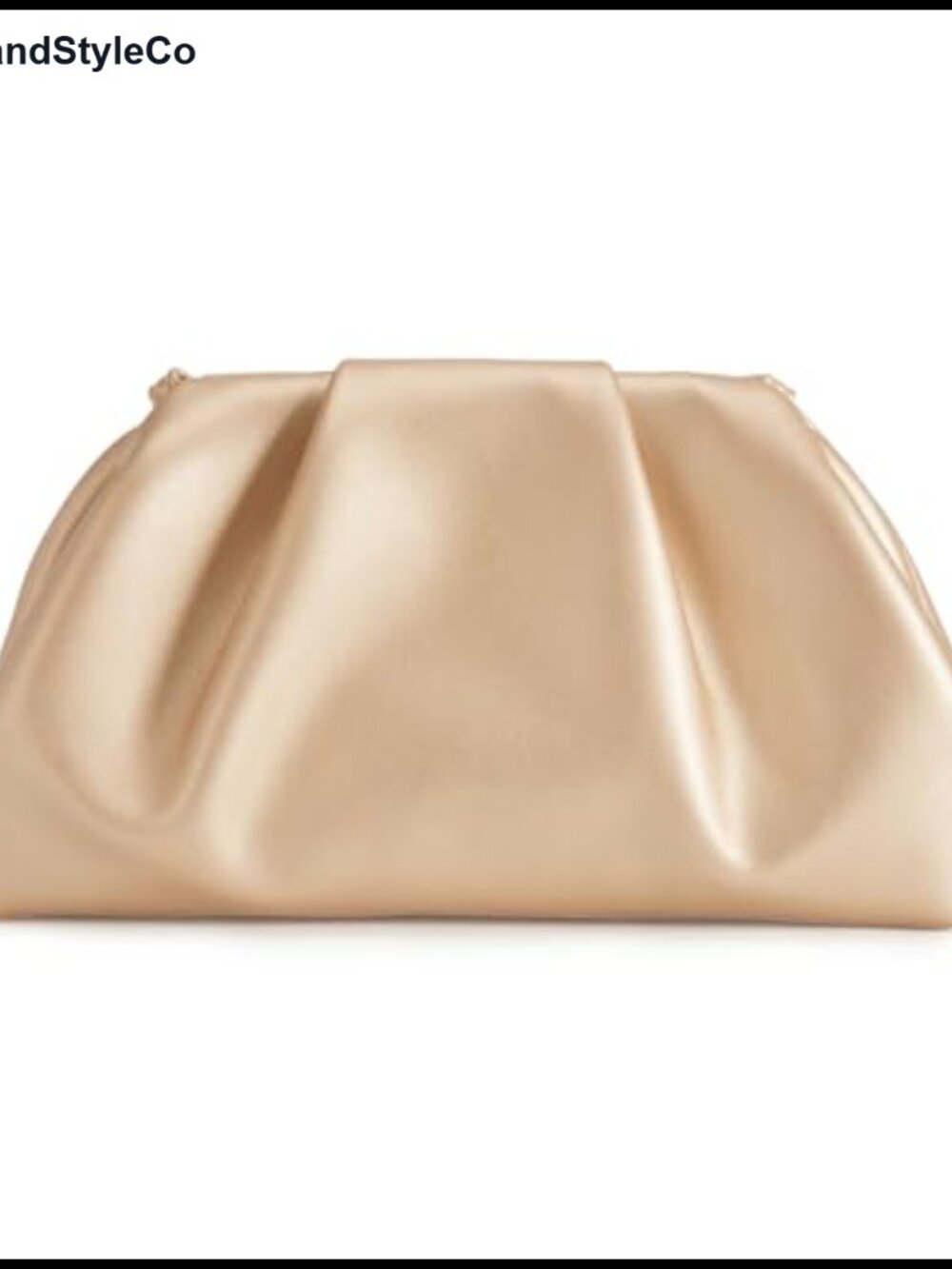 Pleated Evening Clutch Metallic Vegan PU Shoulder Bag Crossbody